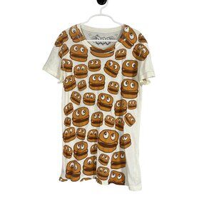 Retro Graphic Hamburger Tshirt M Tan Cartoon Fast Food Streetwear Cool Unique
